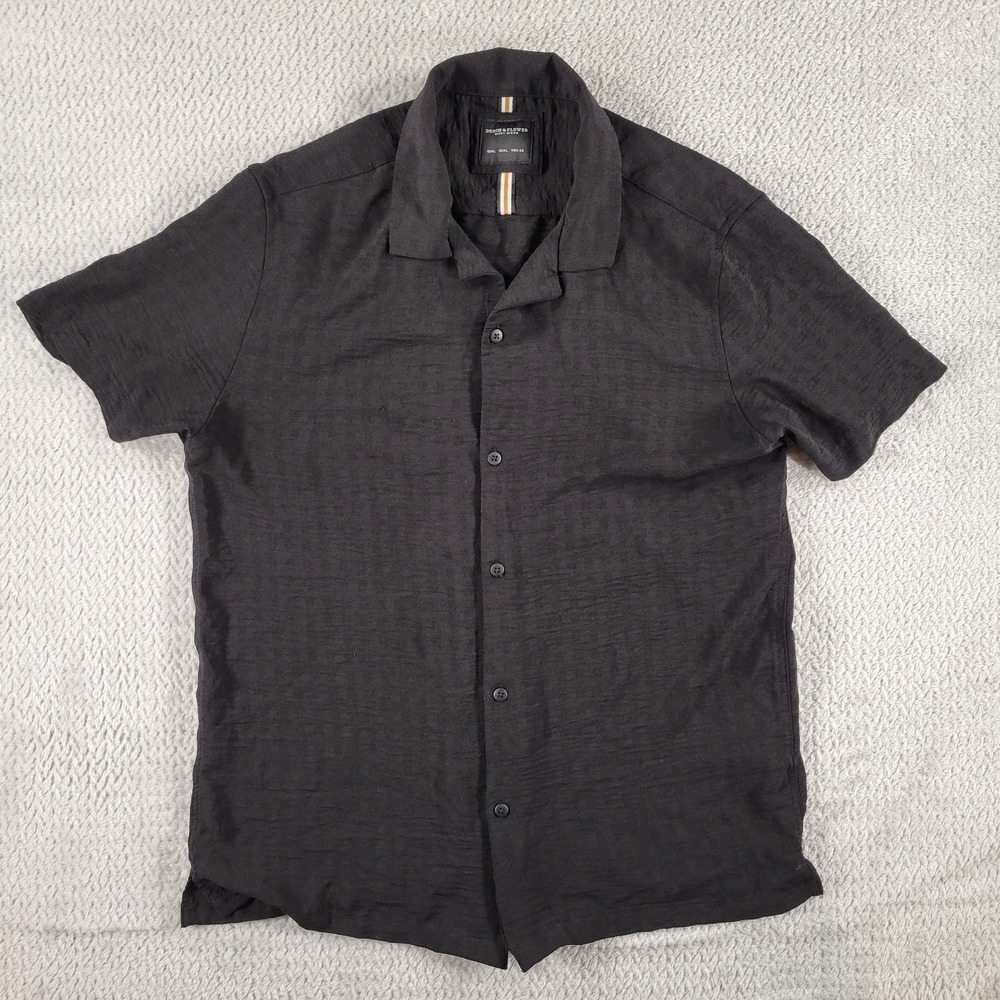 Denim & Flower Ricky Singh black SS button front shirt size L